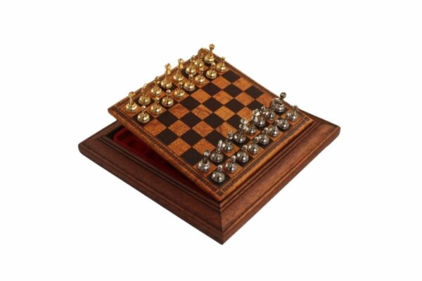 Ensemble Jeu d Échecs Magnétique en Métal et Échiquier en Bois et