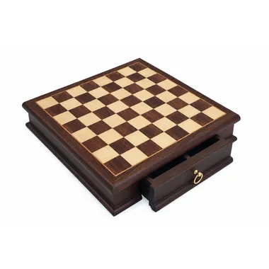 Echiquier en Bois d'Acajou et d'Erable avec Tiroir de Rangement