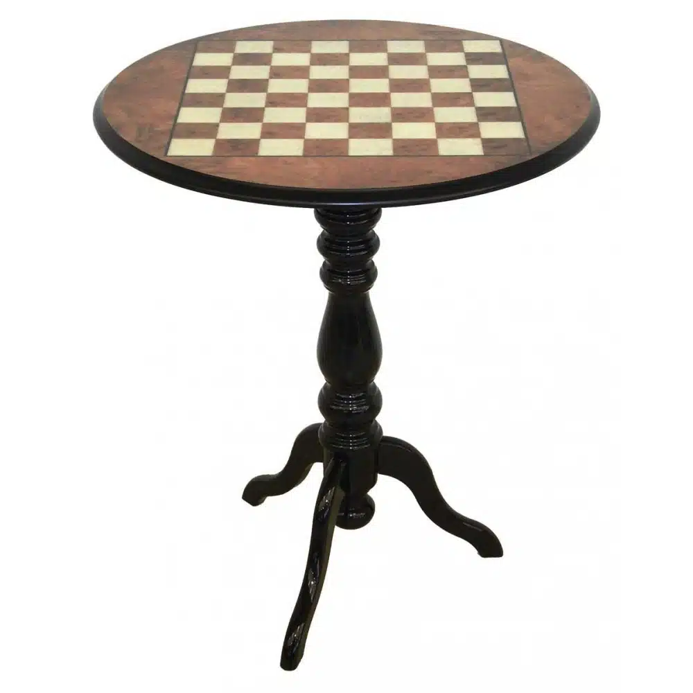 Ensemble "Lanzichenecchi" Table Ronde en Racine de Bruyère & Jeu d'Echecs en Bois et Métal – Image 12