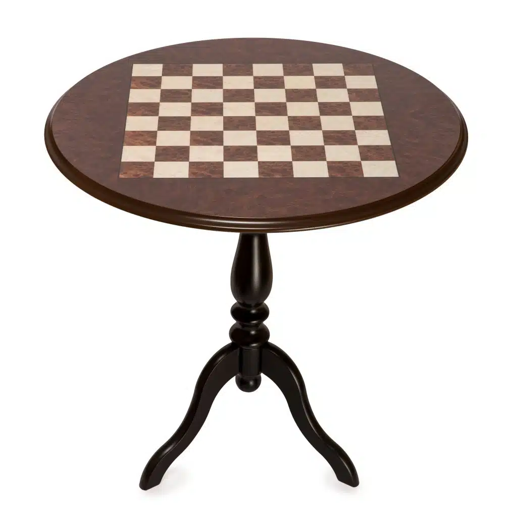 Ensemble "Lanzichenecchi" Table Ronde en Racine de Bruyère & Jeu d'Echecs en Bois et Métal – Image 13