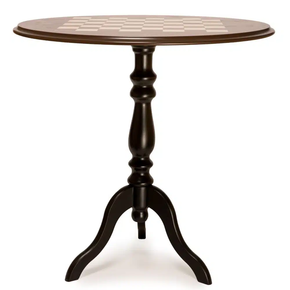 Ensemble "Lanzichenecchi" Table Ronde en Racine de Bruyère & Jeu d'Echecs en Bois et Métal – Image 14