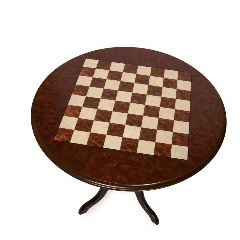 Ensemble "Lanzichenecchi" Table Ronde en Racine de Bruyère & Jeu d'Echecs en Bois et Métal – Image 15