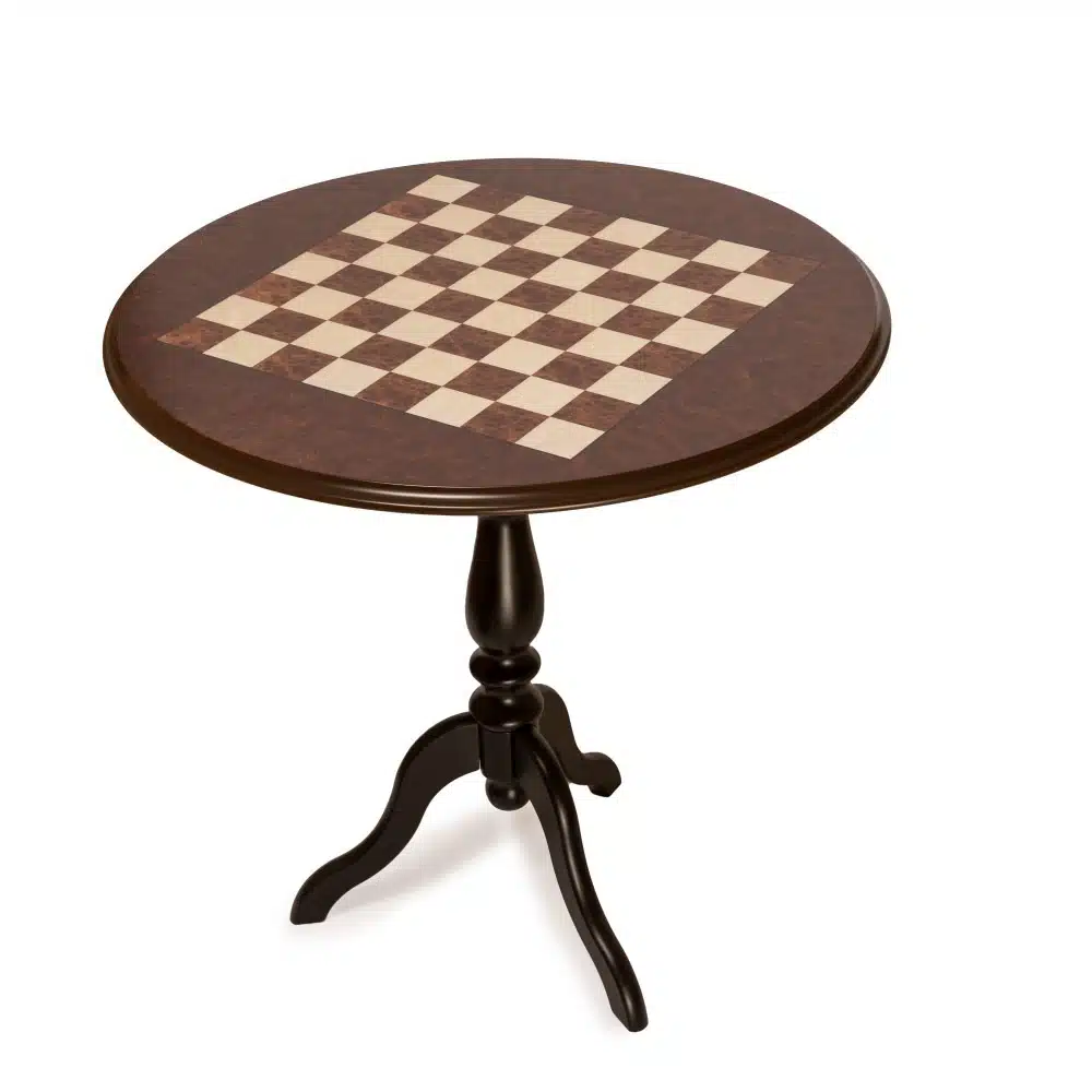 Ensemble "Lanzichenecchi" Table Ronde en Racine de Bruyère & Jeu d'Echecs en Bois et Métal – Image 16