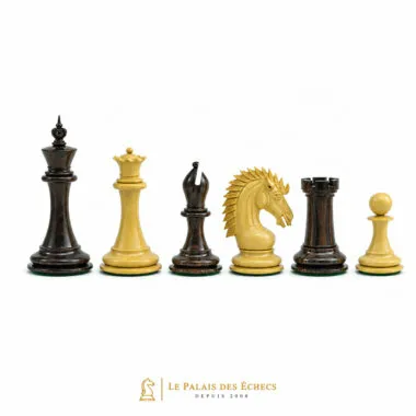 Jeu d'échecs Sheffield en bois de rose, série complète des six pièces alignées