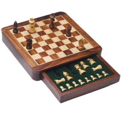 Set magnético de viaje con cajón de almacenamiento de madera