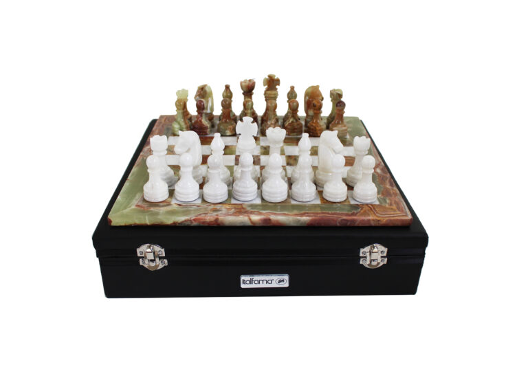 Jeu d'échecs vintage en marbre onyx, sculpté à la main | €65