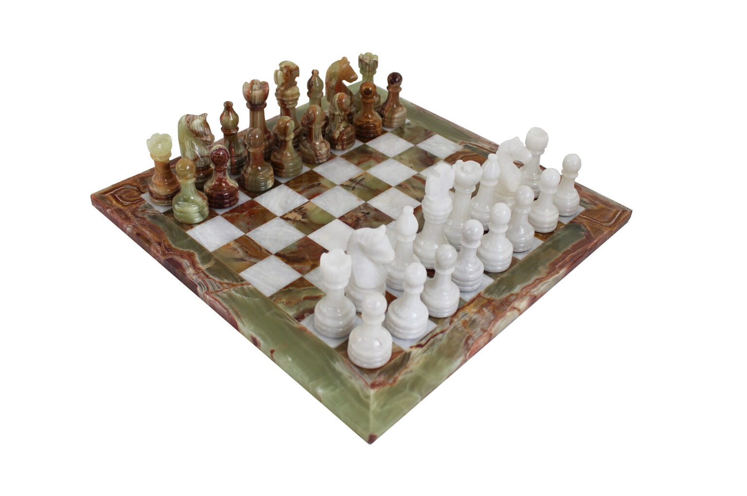 JEU ECHECS MARBRE ONYX VERT NOIR ET BLANC