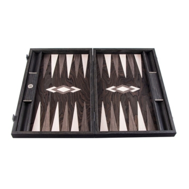 Backgammon en Placage d'Ébène avec Pions en Nacre