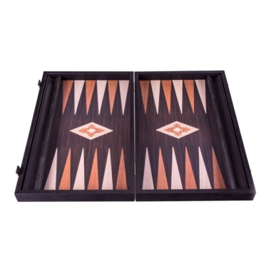 Backgammon en Bois Imitation Wengé avec Points en Noyer et Chêne - 3 Tailles