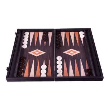 Backgammon en Bois Imitation Wengé avec Points en Noyer et Chêne - 3 Tailles