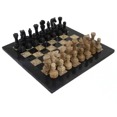 Ensemble "Temple Ancien" Echiquier et Jeu d'Echecs en Marbre