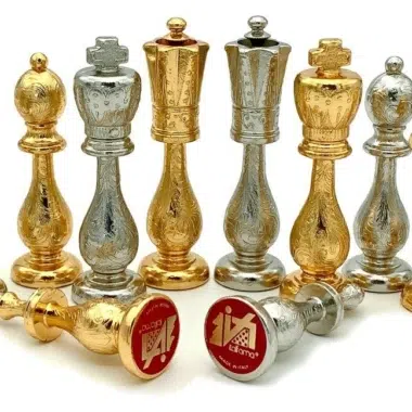 Jeu d'Echecs en Métal Plaqué Or et Argent Flowered II