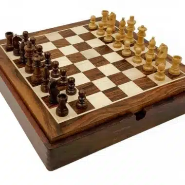 Alternative view of Ensemble Magnétique de Voyage avec Compartiment Rangement en Bois Echecs/Backgammon et Dames