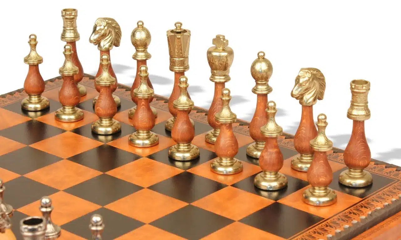 Ensemble Arabic Style VIII Echiquier Rangement et Pièces Echecs Staunton Bois et Métal – Image 6