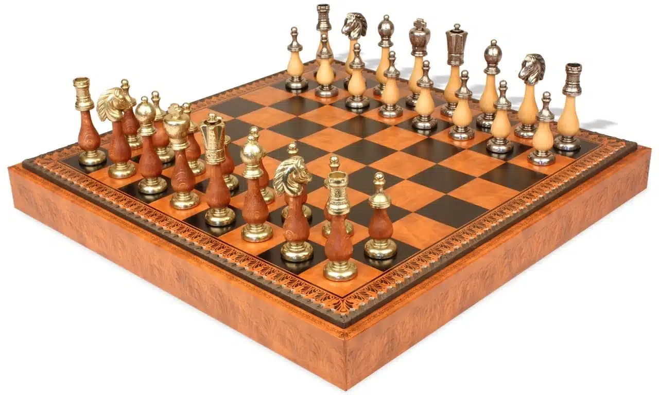 Ensemble Arabic Style VIII Echiquier Rangement et Pièces Echecs Staunton Bois et Métal – Image 4