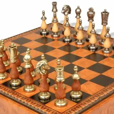 Alternative view of Ensemble Arabic Style VIII Echiquier Rangement et Pièces Echecs Staunton Bois et Métal