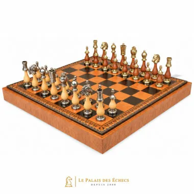 Ensemble Arabic Style VIII avec échiquier de rangement et pièces Staunton bois et métal