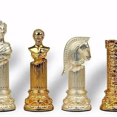 Jeu d'Echecs en Métal Plaqué Or et Argent "Colonne Romaine"