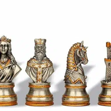 Jeu d'Echecs en Etain Plaqué Or et Argent