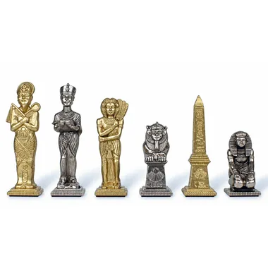 Pièces égyptiennes en métal doré et argenté, roi, dame, tour et obélisque