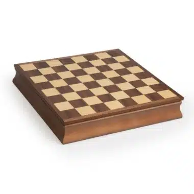 Alternative view of Echiquier en Bois d'Erable et de Noyer avec Compartiment de Rangement en Cuir