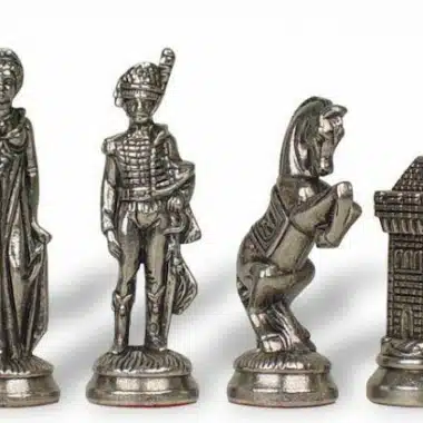 Figurines Jeu d'Echecs Napoleon en Metal et Echiquier en Bois d'Erable et de Rose Doré – Image 9