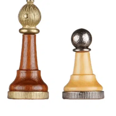 Ensemble Copa Cabana Echiquier en Bois et Cuir véritable et Jeu d'Echecs en Bois et Métal – Image 5
