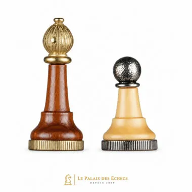 Fou et pion du jeu d'échecs Classic III, pièces en bois et métal massif