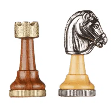 Ensemble Copa Cabana Echiquier en Bois et Cuir véritable et Jeu d'Echecs en Bois et Métal – Image 7