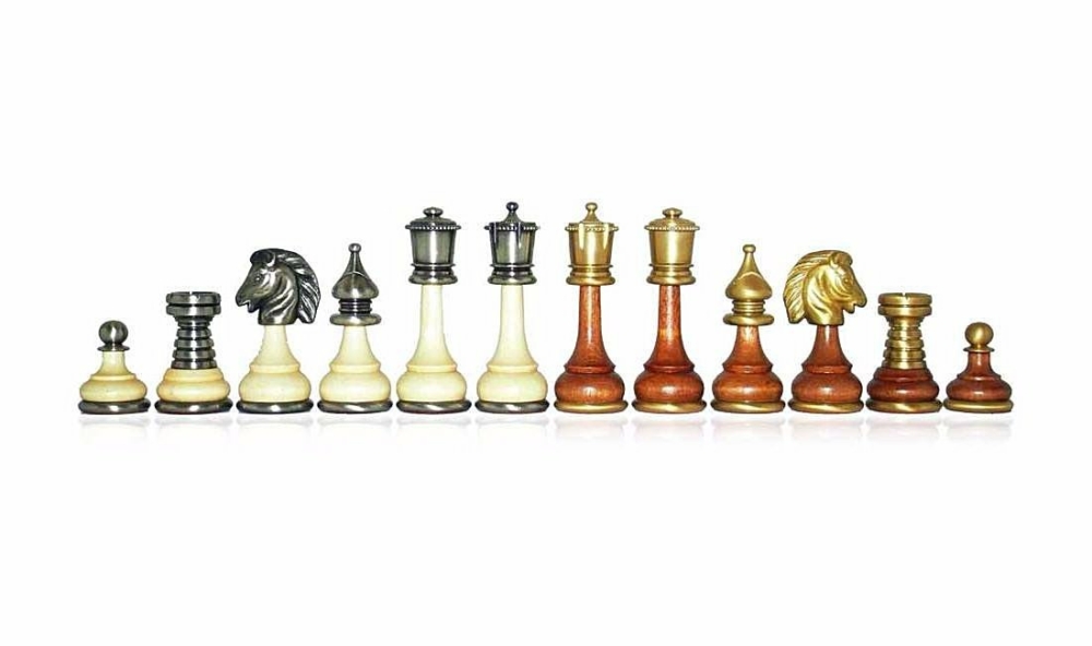 Jeu d'Echecs "Large Persian" en Bois et Laiton Massif