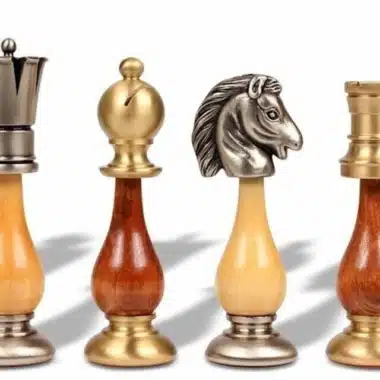 Jeu d'Echecs Large Oriental en Bois et Laiton Massif