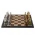 Ensemble Staunton Fantasy XL 2 Echiquier en Cuir Véritable & Jeu d'Echecs en Laiton et Bois Plaqué Or et Argent