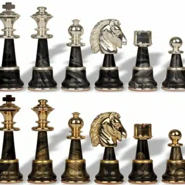Pièces Staunton Fantasy XL en laiton argenté et doré, deux jeux complets