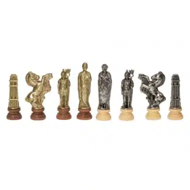 Alternative view of Ensemble César Echiquier Arrondi en Bois de Rose et d'Erable Mat & Jeu d'Echecs en Bois et Métal