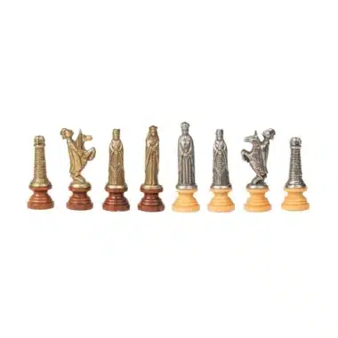 Jeu d'Echecs Médiéval en Bois et Métal Massif