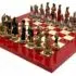 Ensemble Napoleon Waterloo Echiquier en Bois d'Erable et Pièces d'Echecs en Métal Peint à la Main