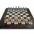 Ensemble Classic Flower 6 Echiquier en Ronce de Noyer et Jeu d'Echecs en Métal Plaqué Or et Argent