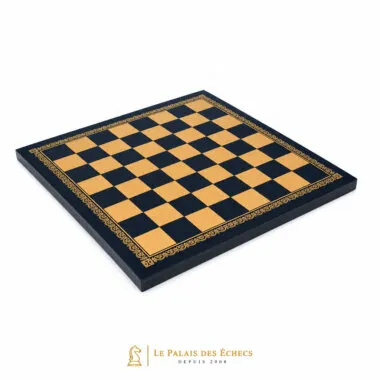 Échiquier en similicuir noir et doré avec bordure décorative gravée