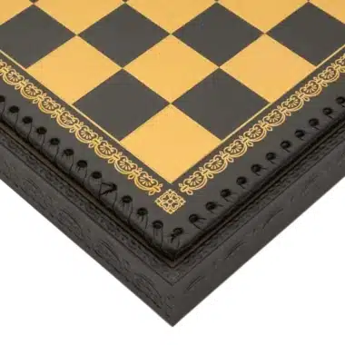 Ensemble Flowered II Echiquier en Similicuir noir et Pièces d'Echecs en Métal Plaqué Or et Argent – Image 10