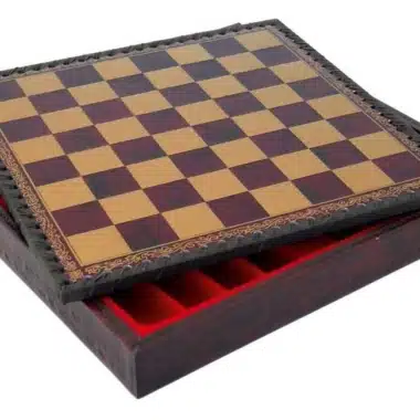 Ensemble Révolution Americaine Echiquier en Similicuir avec Compartiment de Rangement & Jeu d'Echecs en Etain – Image 8