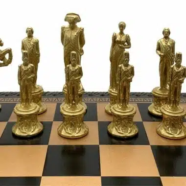 Ensemble Napoleon Echiquier en Similicuir & Jeu d'Echecs en Métal Massif – Image 6