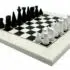 Ensemble Pyramide Moderne Blanc Echiquier en Bois Massif Laqué  Blanc & Jeu d'Echecs en Bois Laqué Noir et Blanc