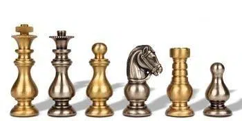 Ensemble Français II Echiquier en Bois d'Erable Gris & Jeu d'Echecs en Laiton Massif – Image 2