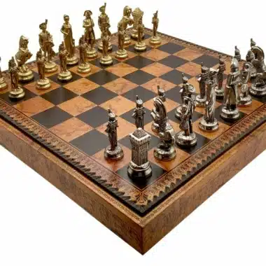 Ensemble Grand Napoléon II Echiquier avec Rangement et Jeu d'Echecs en Métal
