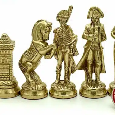 Figurines Jeu d'Echecs Napoleon en Metal et Echiquier en Bois d'Erable et de Rose Doré – Image 7