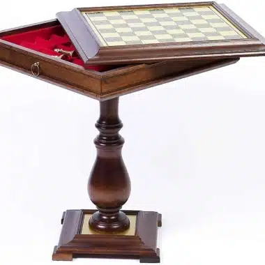 Alternative view of Ensemble Grand Napoléon Table Echiquier en Bois et Jeu d'Echecs en Métal