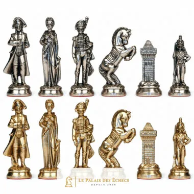 Jeu d'échecs en métal Grand Napoléon, deux rangées complètes de pièces