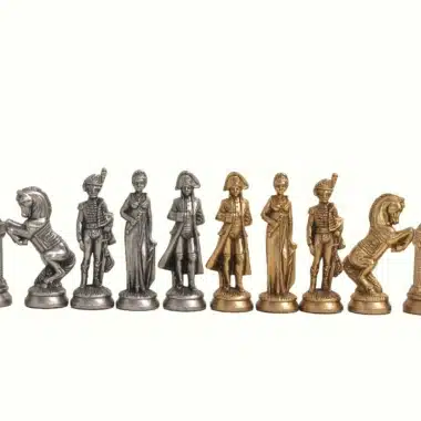 Figurines Jeu d'Echecs Napoleon en Metal et Echiquier en Bois d'Erable et de Rose Doré – Image 12