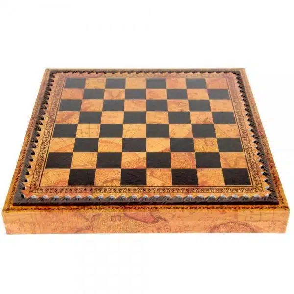 Ensemble Mignon Flower Echiquier en Similicuir & Jeu d'Echecs en Métal – Image 17