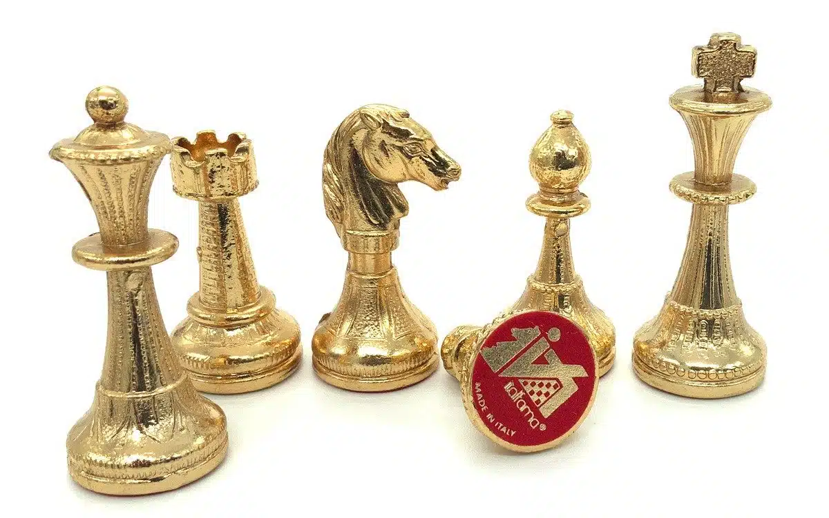 Jeu d'Echecs en Métal Plaqué Or et Argent Mignon Flower – Image 2